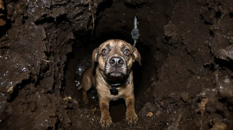 Coincée dans un terrier de blaireau pendant une battue, une chienne de chasse est finalement sauvée